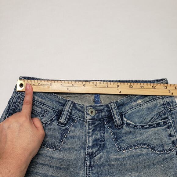 Antik Denim Jeans Womens 26 Blue Low Rise Skinny Embroidered Button Fly Western - Picture 5 of 16